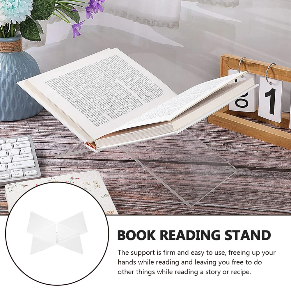 2pcs X-shape Acrylic Book Racks Transparent Book Holders Book Stands Home Decor