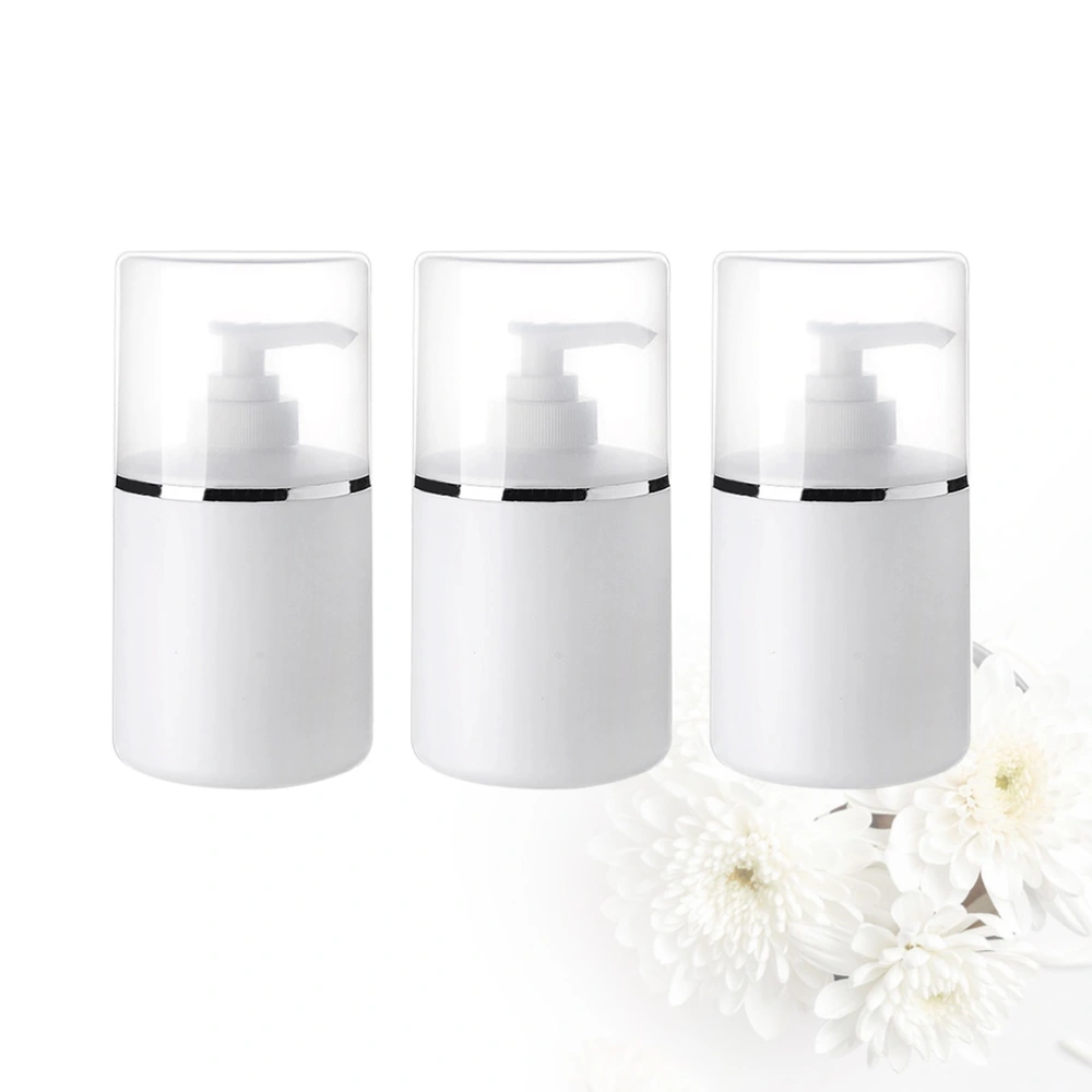 3pcs Empty Pump Bottles Comestics Dispenser Bottles Pressing Emulsion Bottles Pastic Shampoo Bottle Lotion Bottle (White 300ML)