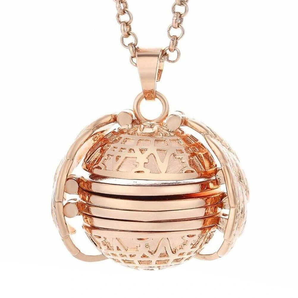 Openable Necklace Female Exquisite Jewelry Retro Chain Wing Pendant Necklace(Rose Gold)