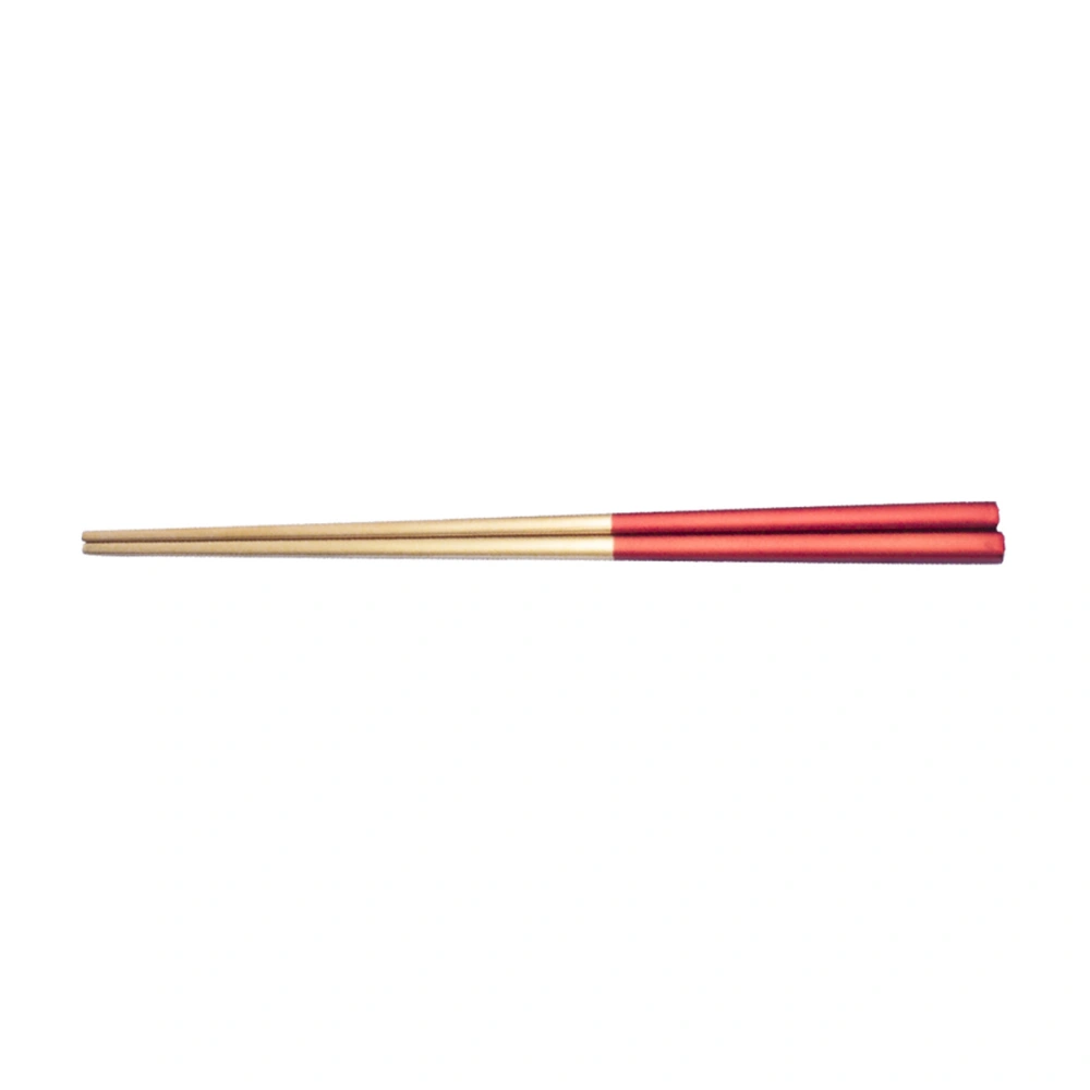 A Pair of Chopsticks Stainless Steel Red Handle Chopsticks Food Serving Chopsticks Home Kitchen Tableware (23.5x0.6cm)