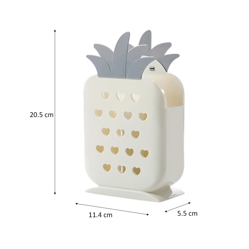 Plastic Chopsticks Holder Cartoon Pineapple Shape Tableware Storage Rack Draining Organizer (White)