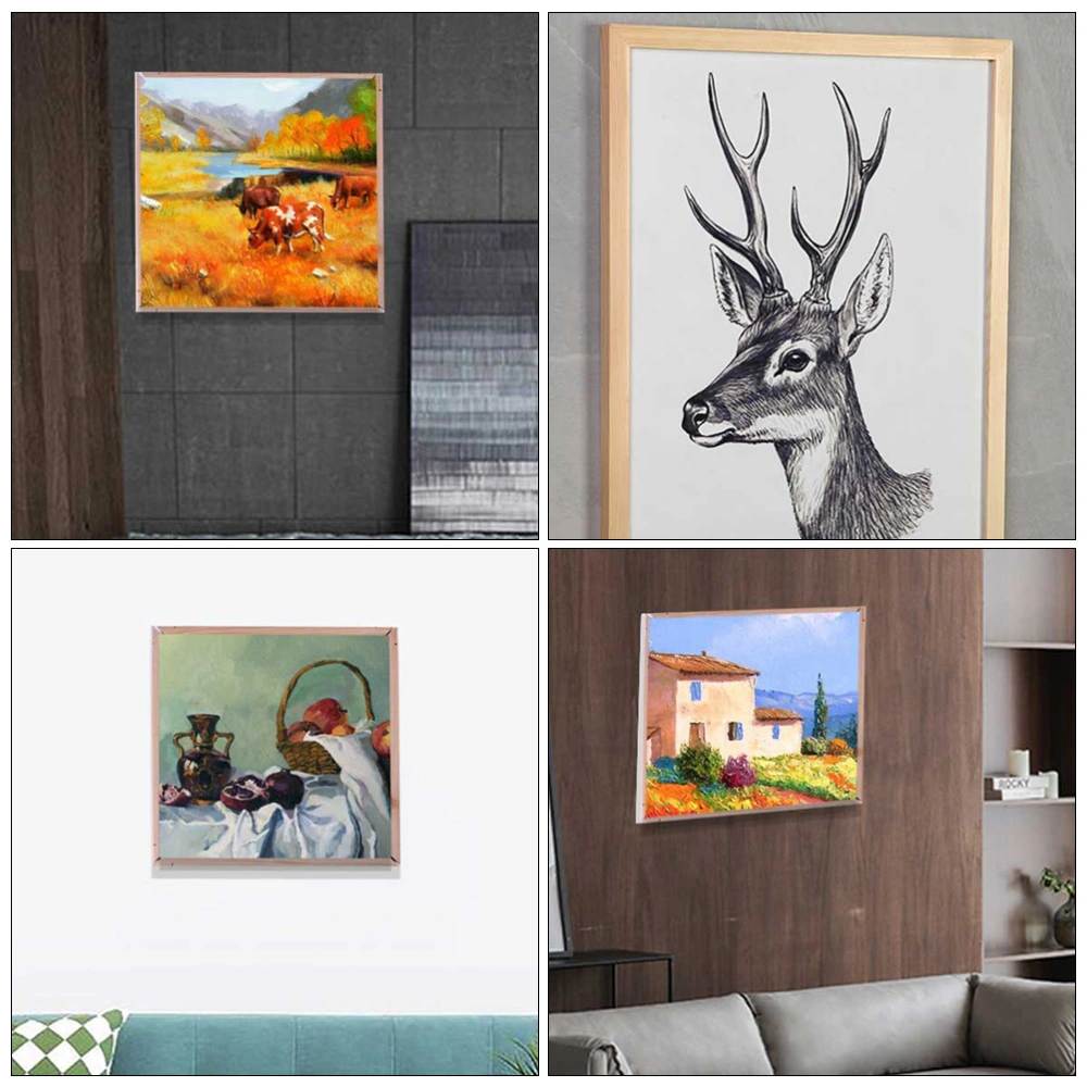 2 Sets DIY Wooden Frame Kit Wall Art Photo Frame Oil Painting Photo Frame