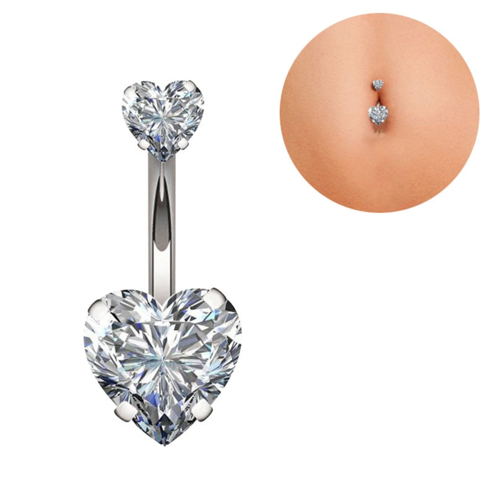 2pcs Belly Button Ring Heart Shape Belly Button Ring Creative Zircon Belly Button Buckle