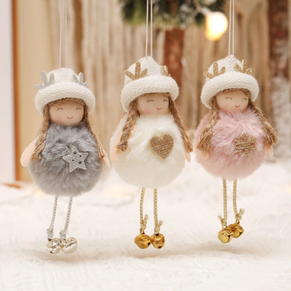 1Pc Creative Christmas Plush Elk Antler Angel Girl Doll Pendant Hanging Decor