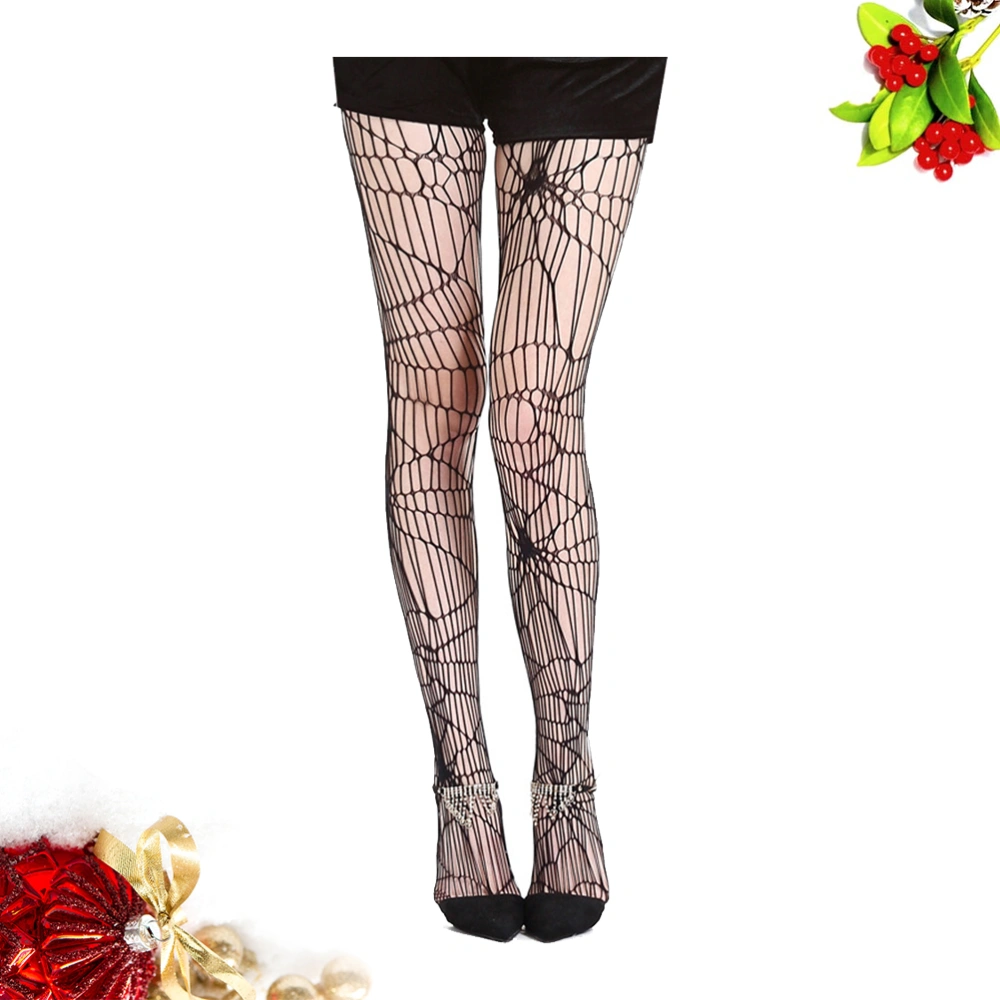 1 Piece of Panty-Hose Halloween Mesh Socks Sexy Spider Stocking Women Tights Sexy Spider Pattern Stockings for Ladies (Black)