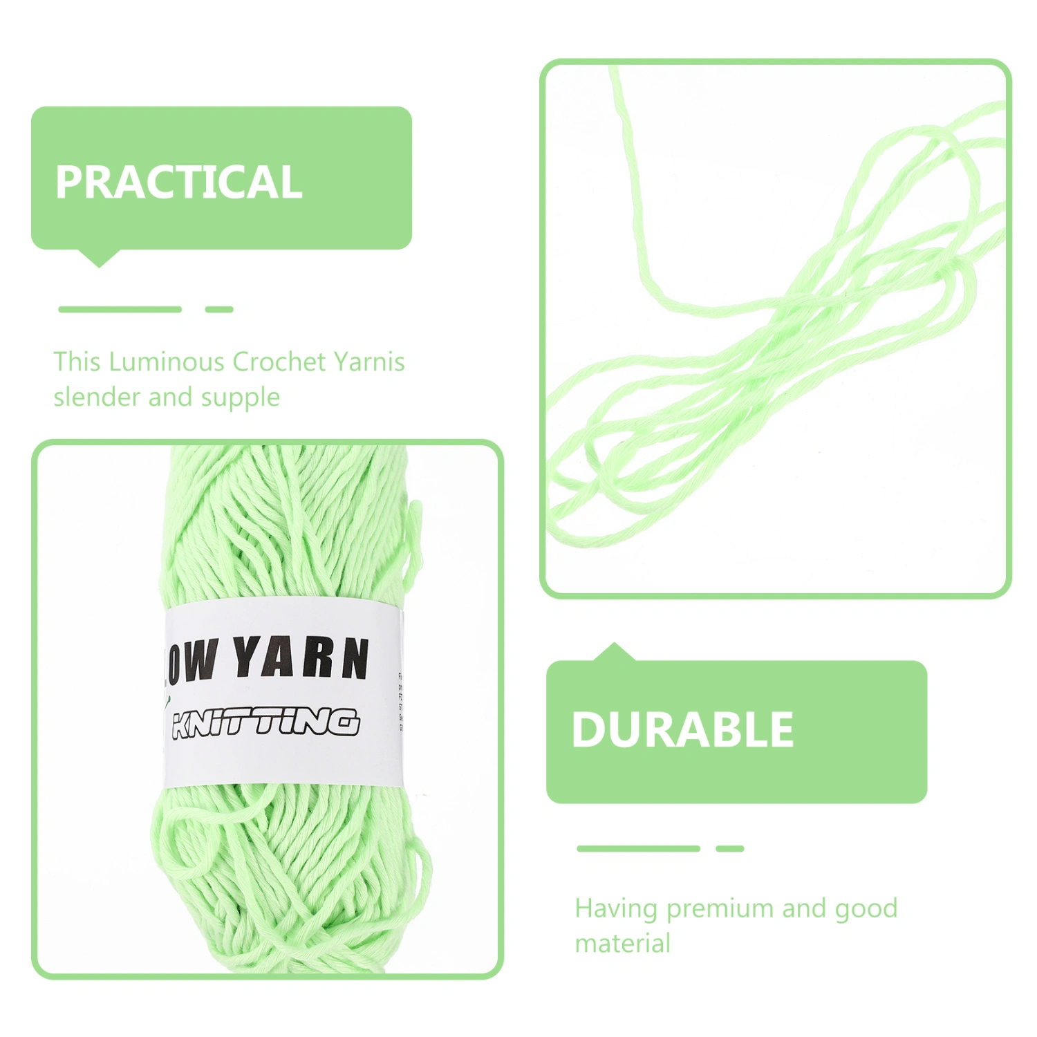 1 Roll of Glow in The Dark Yarn DIY Hand Knitted Yarn Luminous Polyester Yarn Knitting Yarn