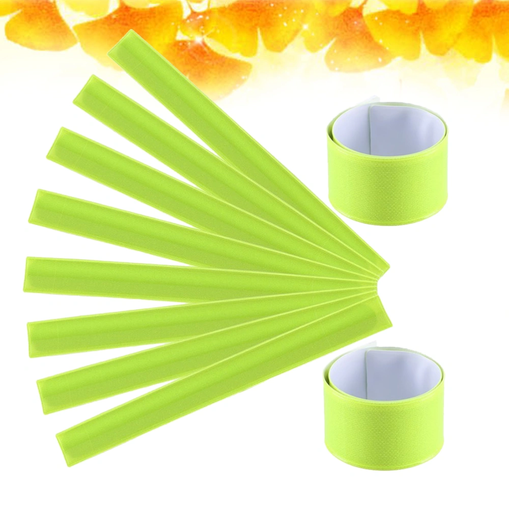 12 Pcs PVC Wrist Band Slap Bands Night Running Reflective Bracelets Safety Armbands for Walking Hiking Jogging (Fluorescent Green)