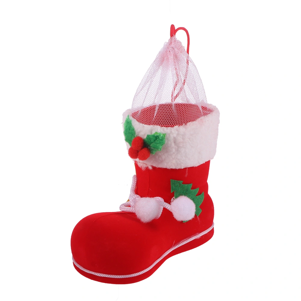 Reusable Christmas Decorations Santa Claus Snowman Candy Socks Holders Pouch Drawstring Gift Treat Bag Goodie Bag Xmas Stocking Hanging Christmas Tree Ornaments Size M (Red)