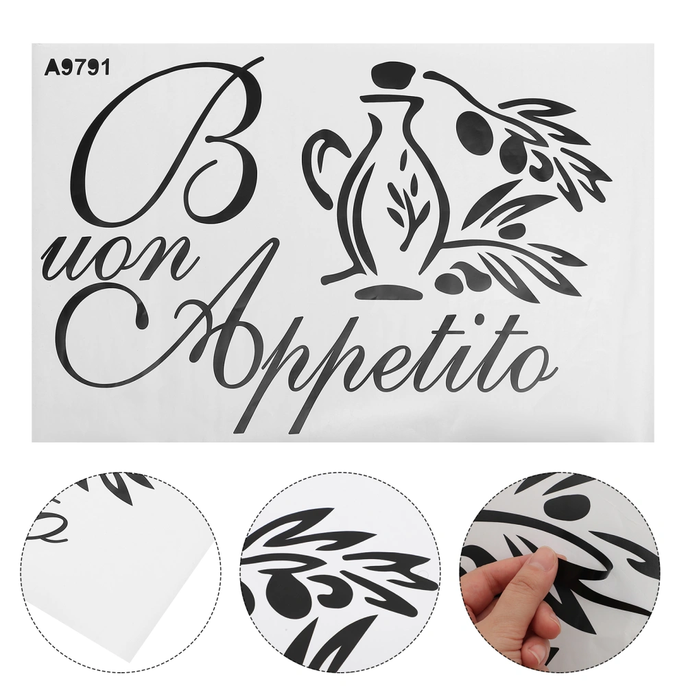 Buon Appetito Words PVC Removable Wall Paste Mural Art Sticker for Bedroom Living Room