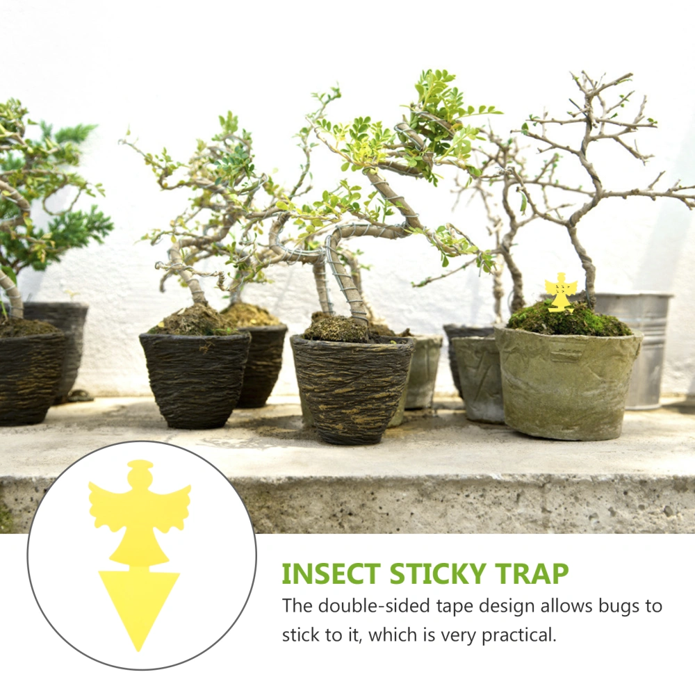 10pcs Insect Trapping Board Sticky Fly Trap Dual-sided Gnat Trap for Garden (Angel Shaped)