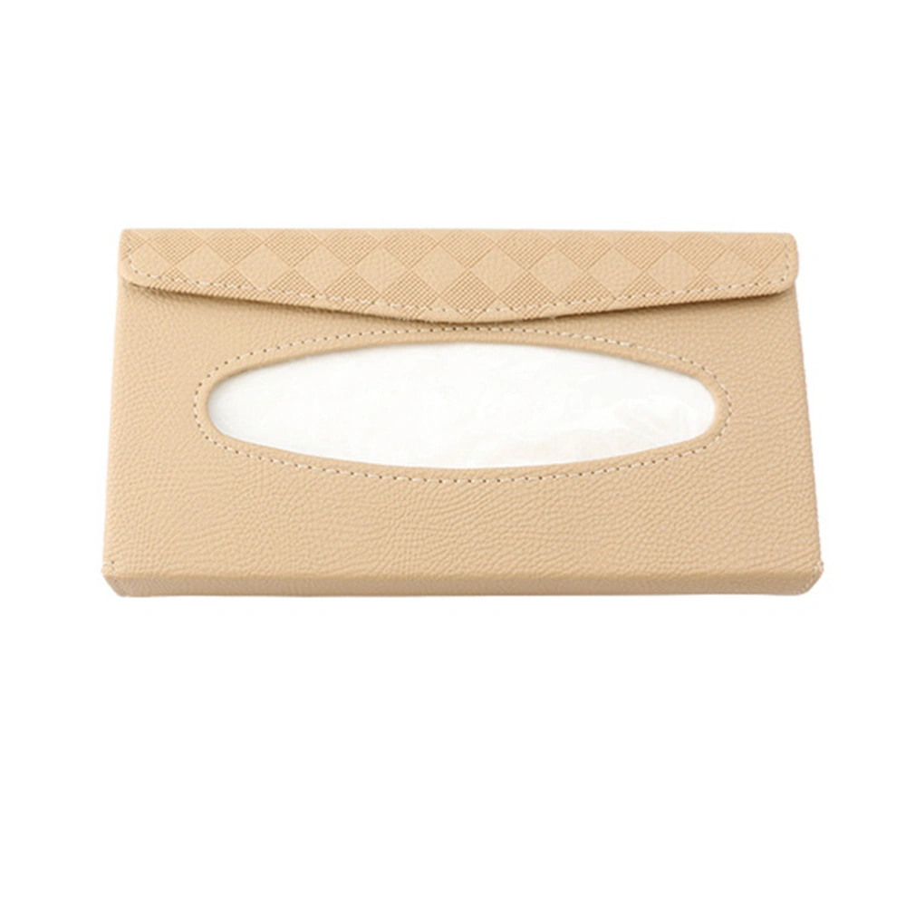 Car Tissue Paper Box Car Sunshade Seat Back Hanging Tissue Box for Car Vehicle Auto (Beige)