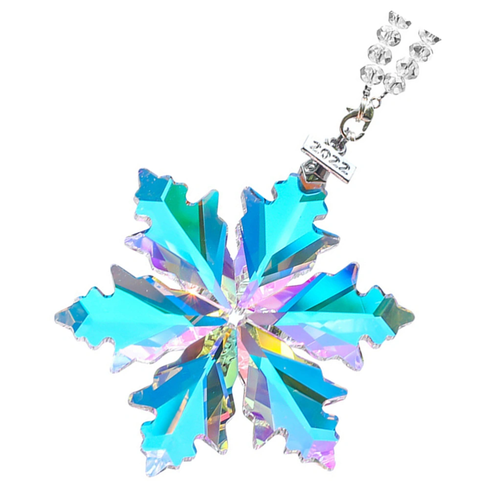 Crystal Glass Snowflake Hanging Ornament Car Rearview Mirror Hanging Snowflake Pendant