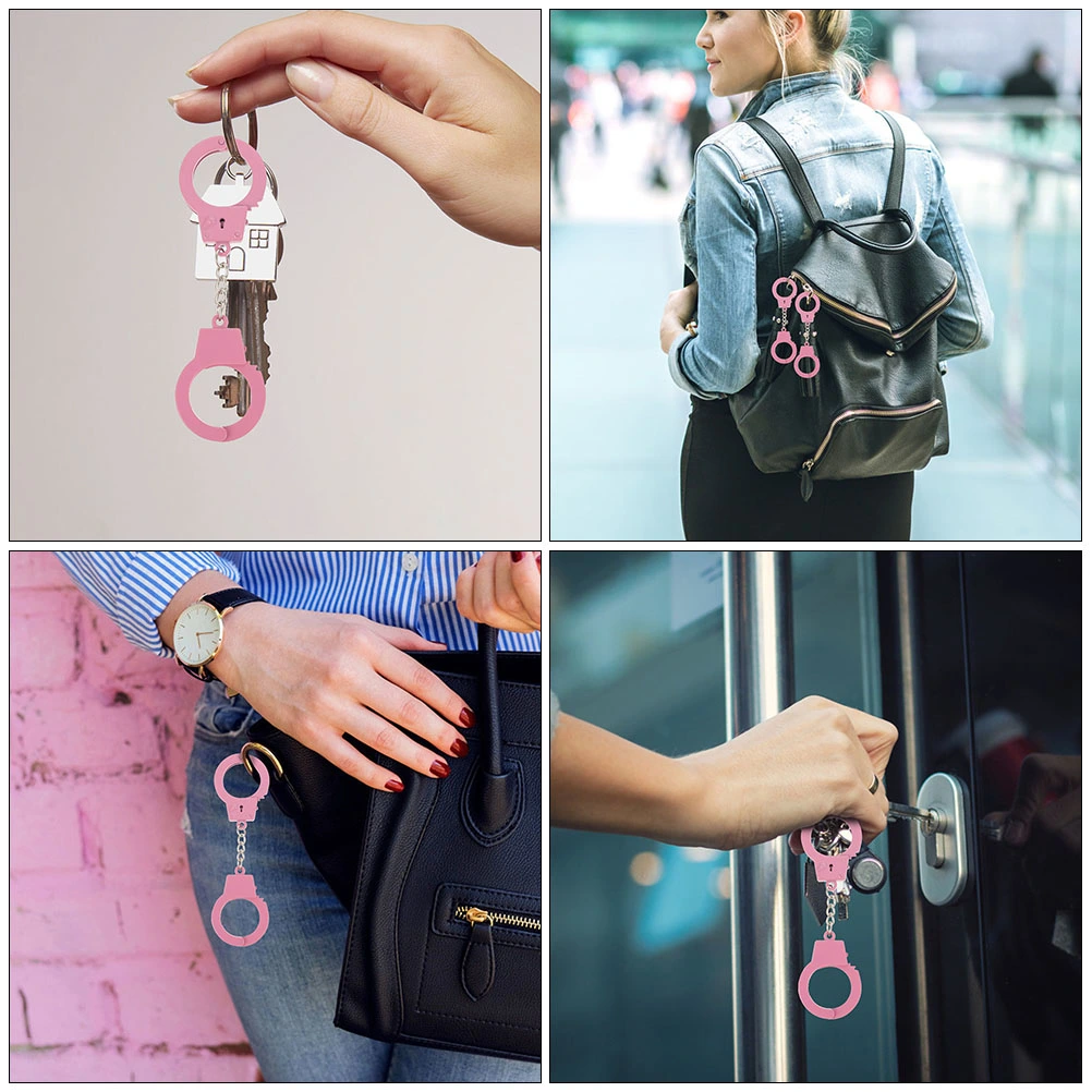 3pcs Simulation Handcuffs Key Chains Mini Key Ring Metal Key Ring Bag Ornament