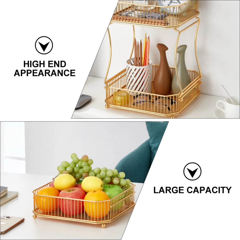 1pc Kitchen Bathroom Storage Rack Two-layer Storage Rack for Home (Golden)