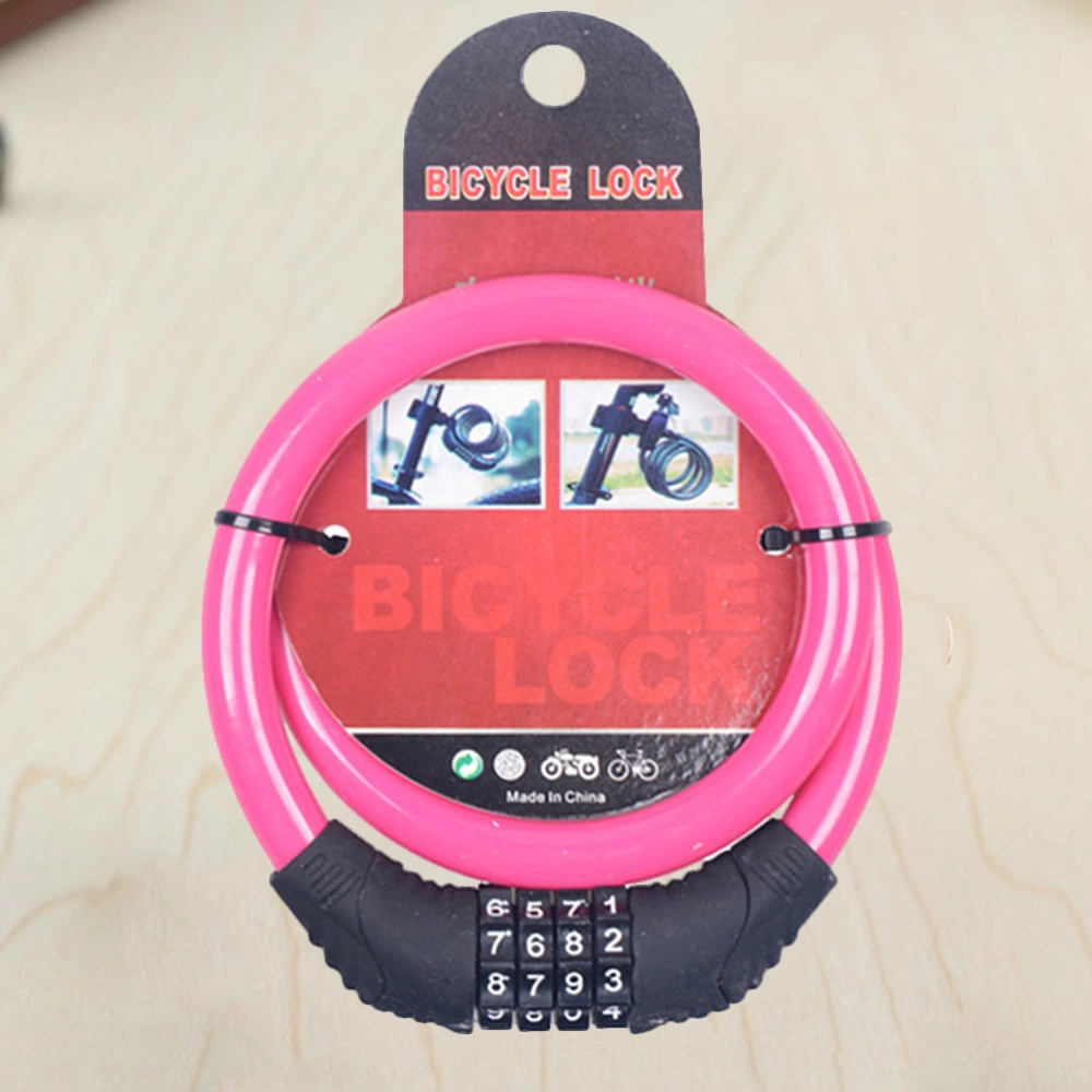 4 Digit Steel Cable Lock Cycling Heavy Duty Cable Combination Password Bike Cable Lock Cable Coded Chain Lock Pink