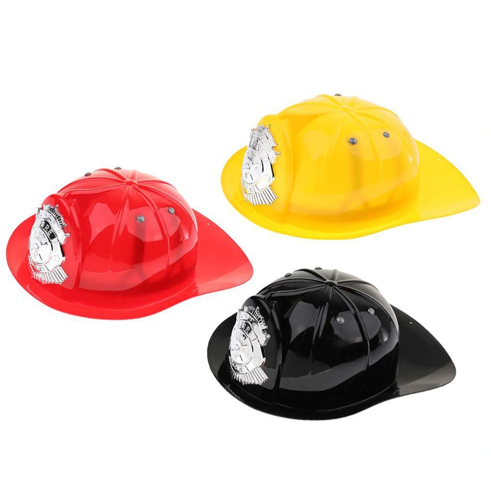 3PC Fire Safety Hat Toy Funny Cosplay Safety Helmet Toy Role Play Performance Prop Simulated Fire Safety Hat Prop Early Educational Toy for Kids Child Playing Yellow+Red+Black