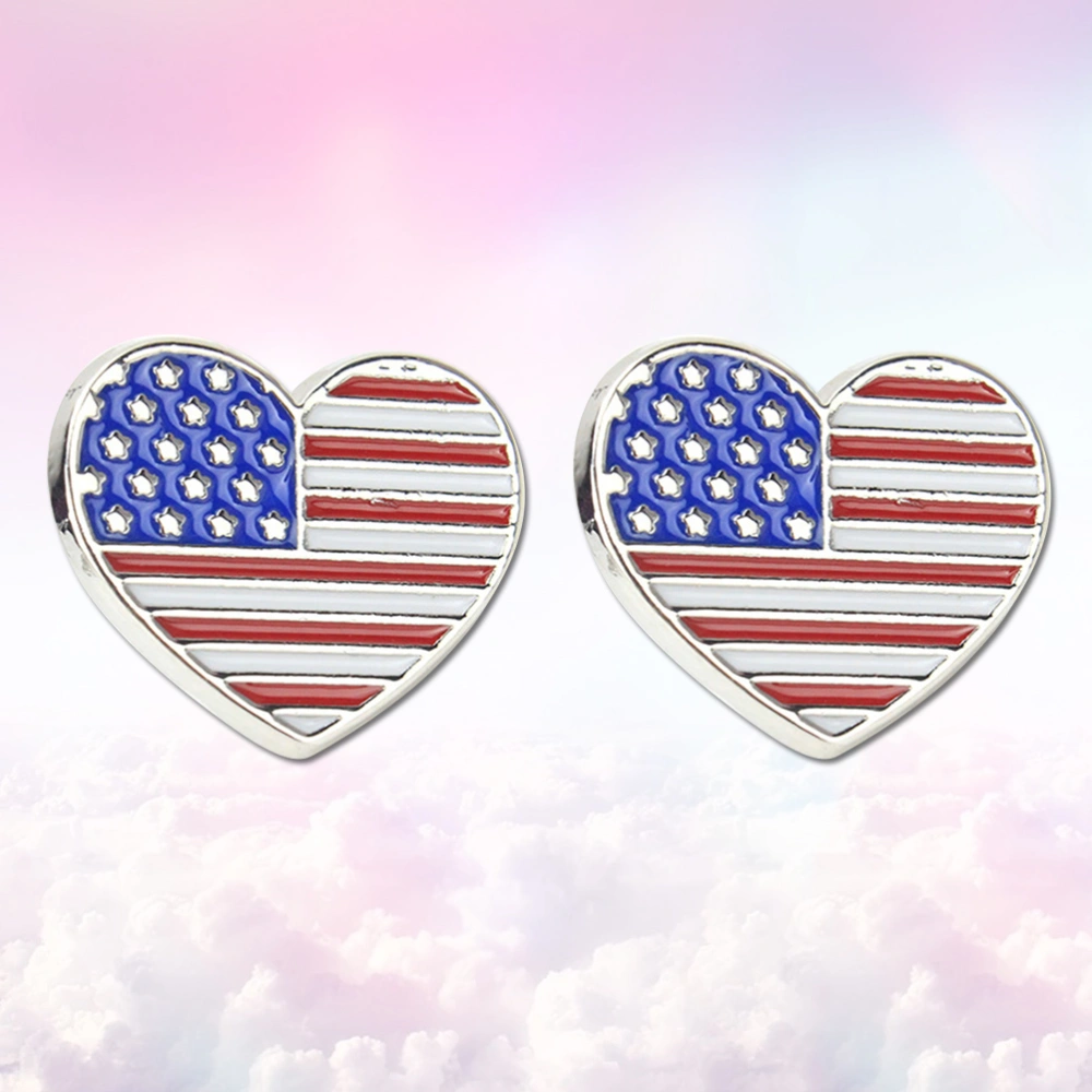 3pcs American Flag Brooch Zinc Alloy Independence Day Commemorative Brooch Decorative Brooch for Festival Party Gathering