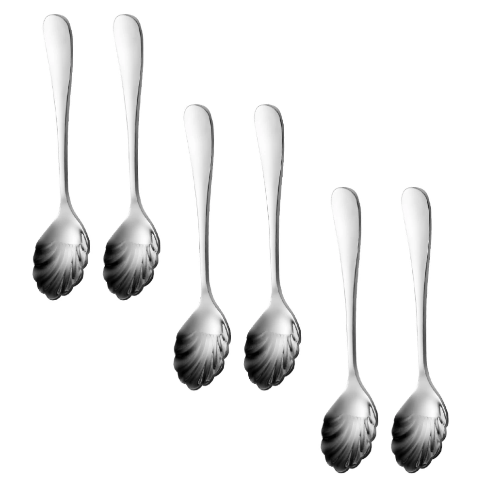 6Pcs Stainless Steel Coffee Spoons Flower-shaped Stirring Spoons Dessert Spoons