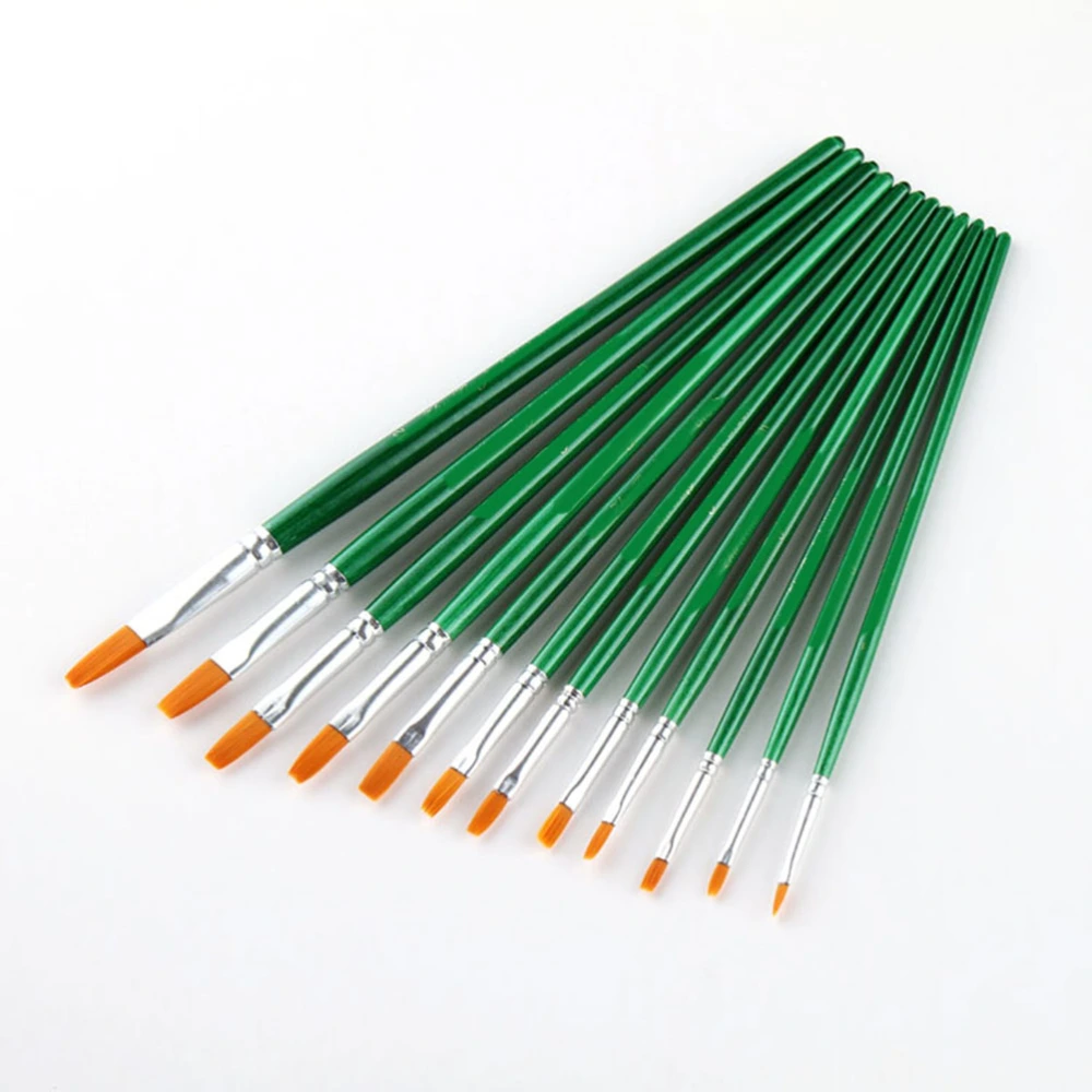 Professional Paint Brushes Art Set for Acrylic/Oil/Watercolor Painting 12Pieces Round Pointed Tip and Nylon Hairs Green Bar