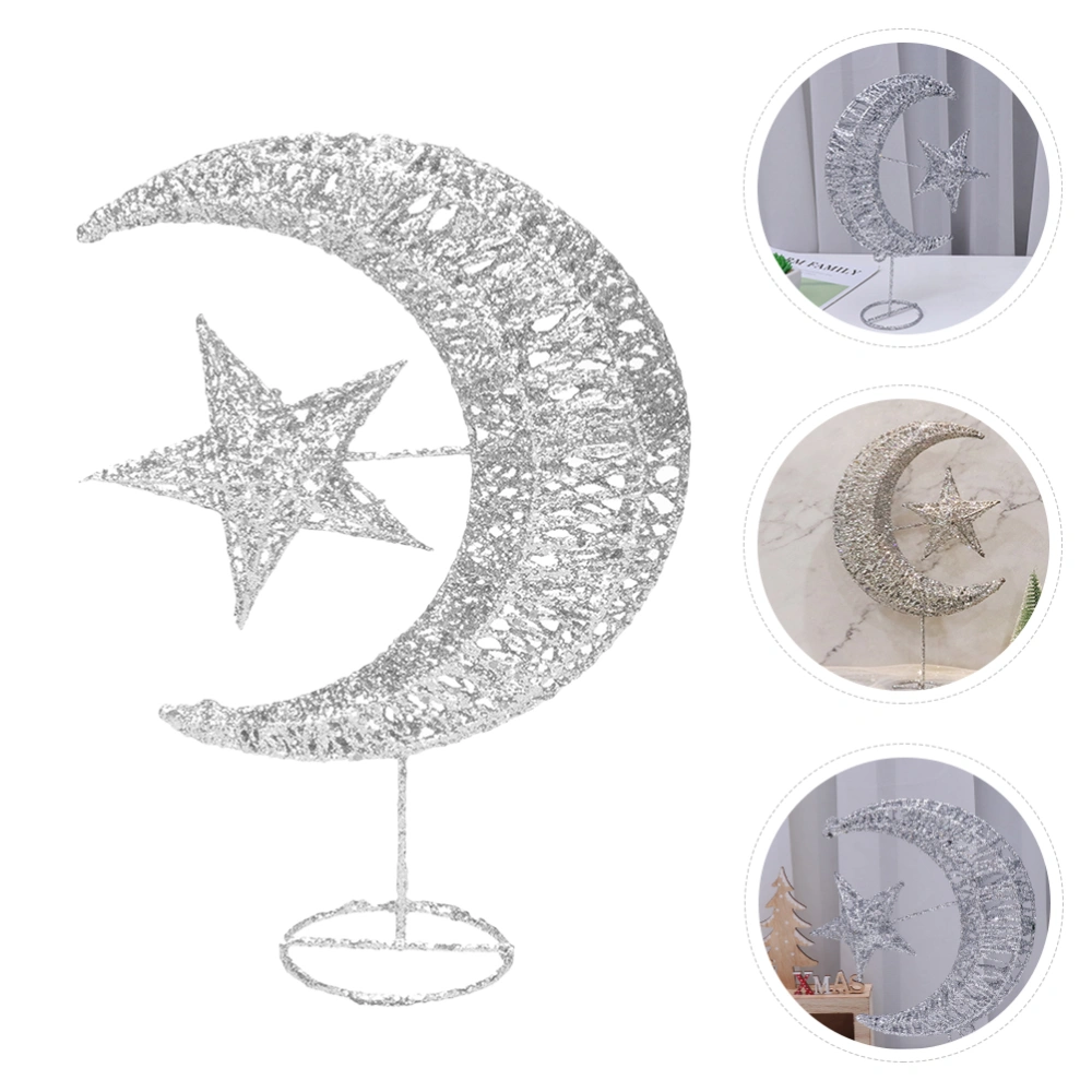 1Pc 30cm Glittering Iron Pentagram Moon Shape Tree Toppers Creative Treetop