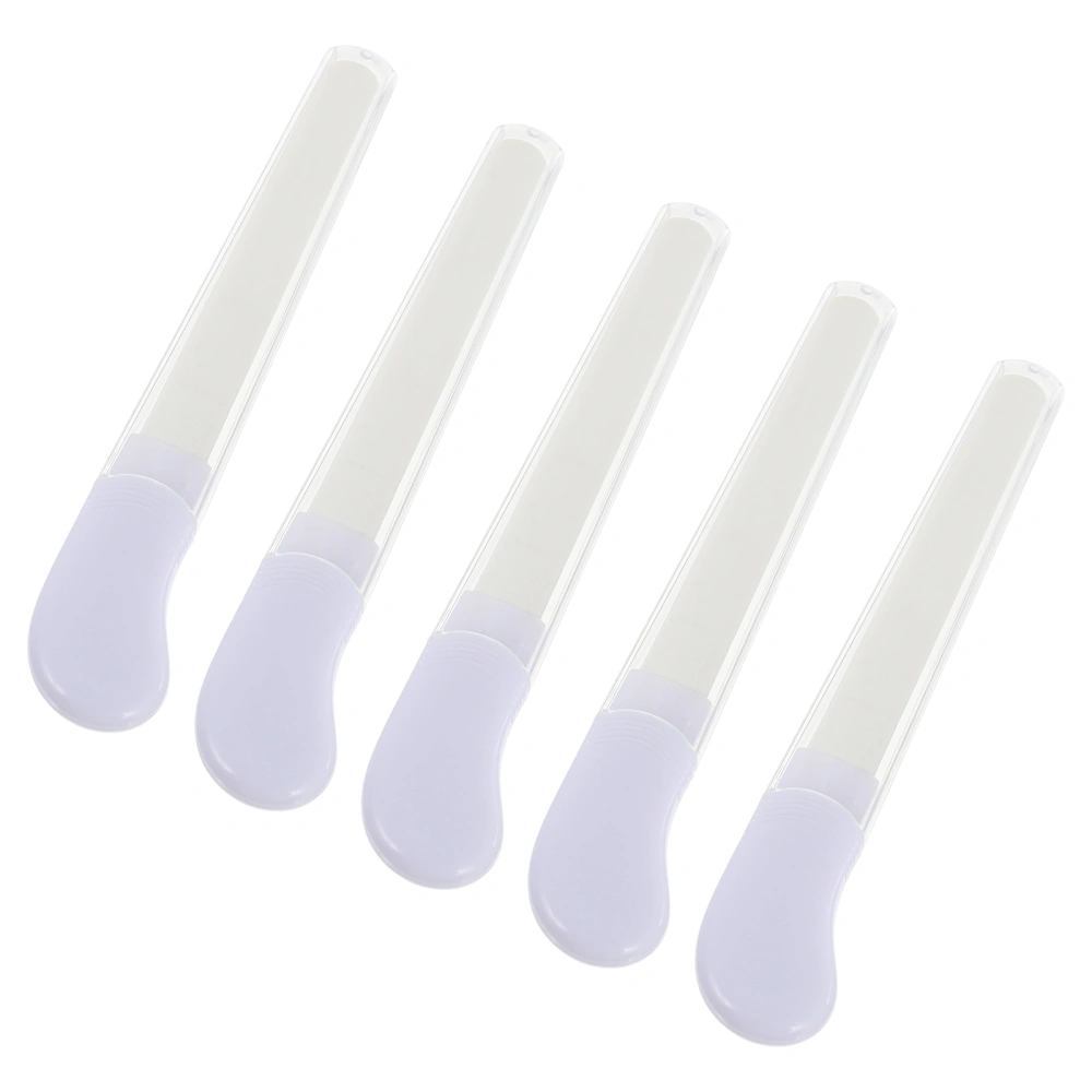 5Pcs Ceramic Nail Files Pedicure Files Handheld Pedicure Nail Polishing Files (White)