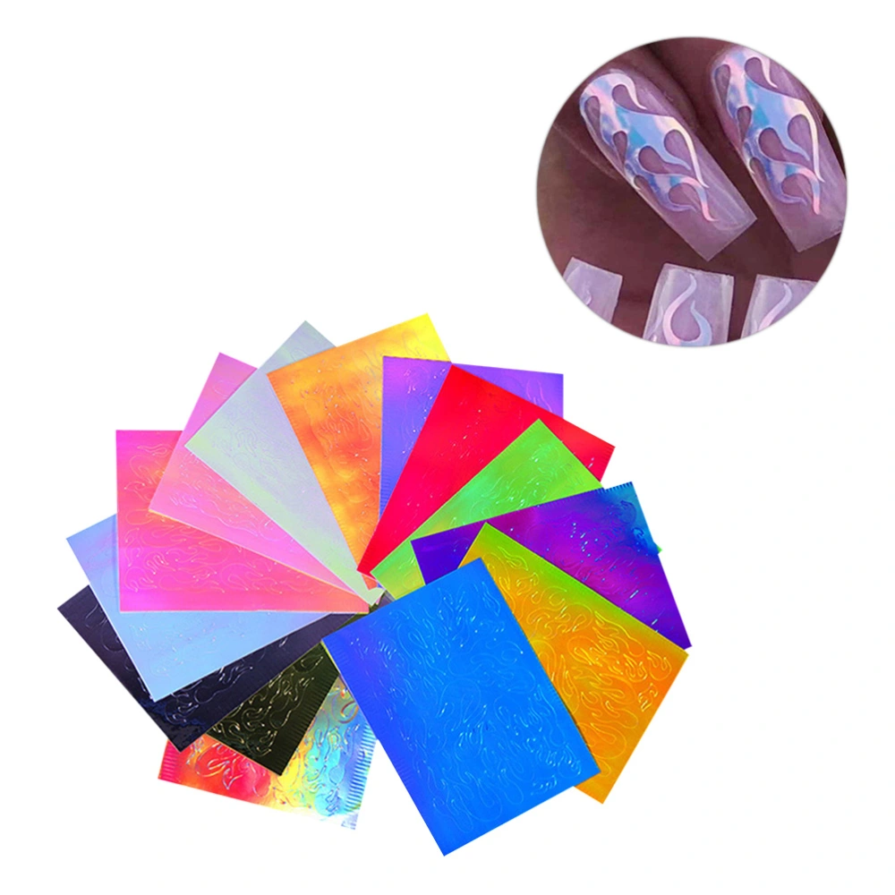 16 Sheets of Manicure Stickers Flame Pattern Nail Decals Creative Manicure Decoration for Women Ladies Girls