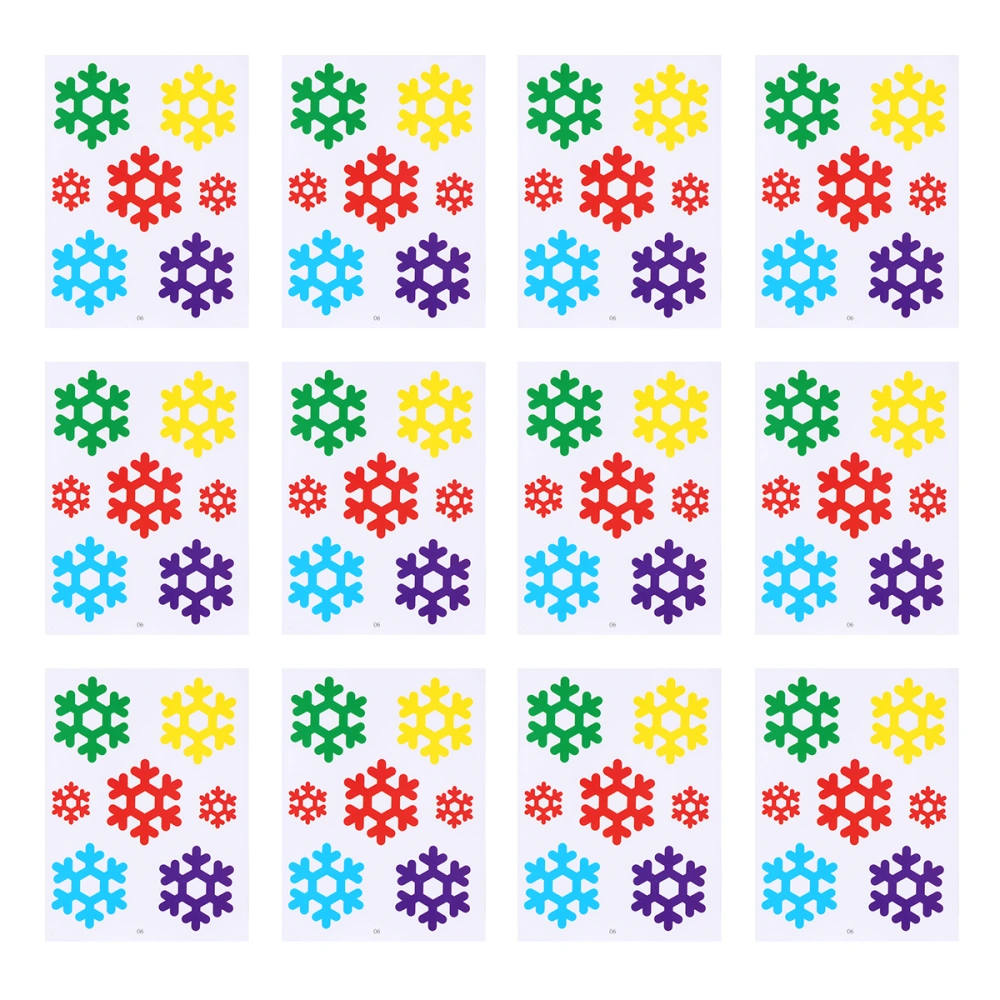 12 Sheets of Window Sticker Snowflake Stickers Door Snowflake Wall Decals