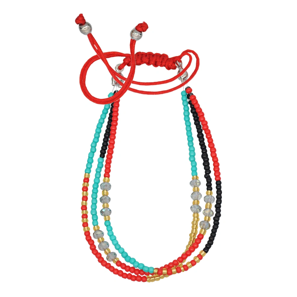 Multi-Layers Bracelet Knitted Rope Ethnic Style Wrist Strap Colorful Wristband Red, Sky-Blue (7)