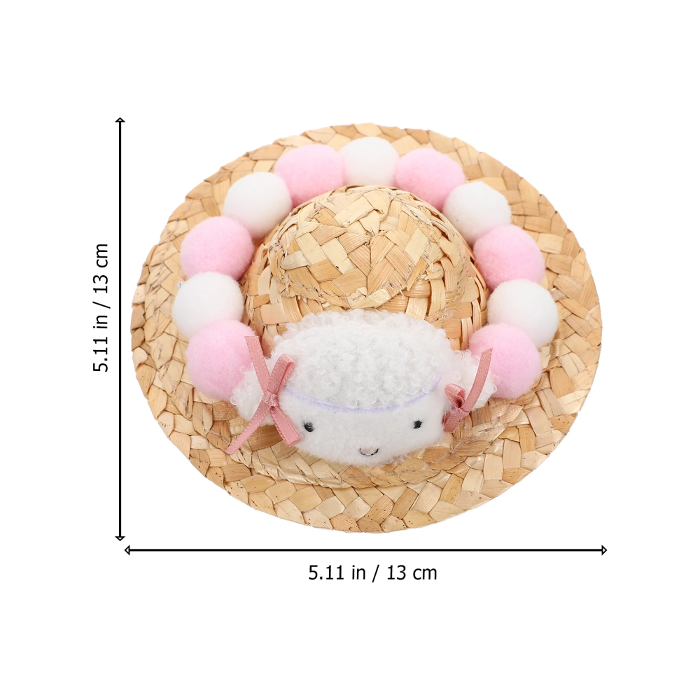 Cat Summer Straw Hat Decorative Puppy Strawhat Pet Lovely Head Ornament