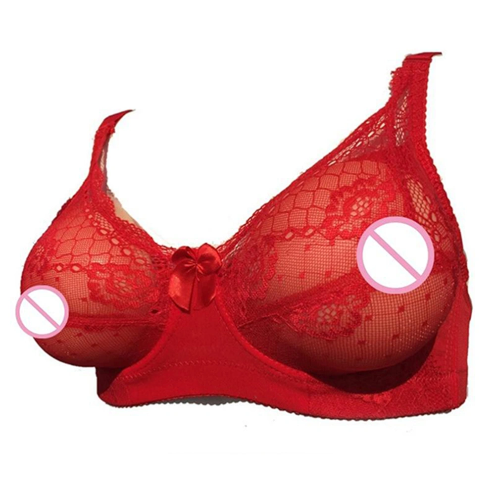 Fake Breast Bra Pocket Bra Silicone Breast Forms Crossdressers Cosplay Prop 85B(Red)