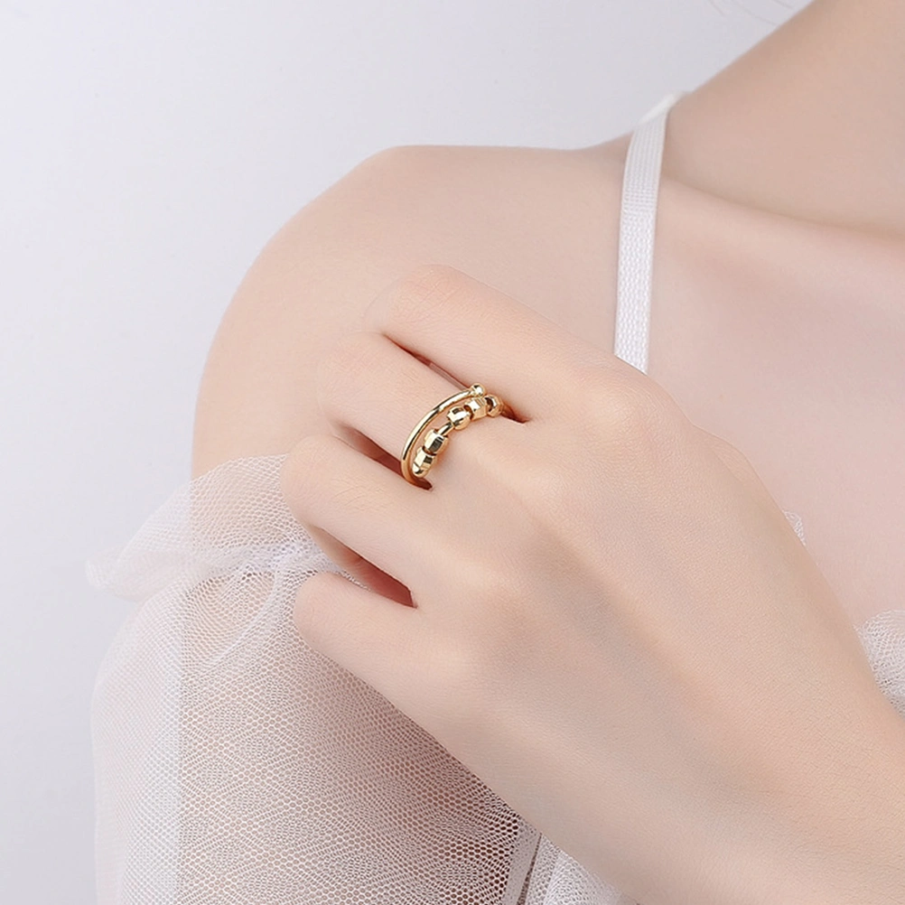 2Pcs Fidget Rings Ring With Rotatable Beads Anxiety Relief Jewelry Gift
