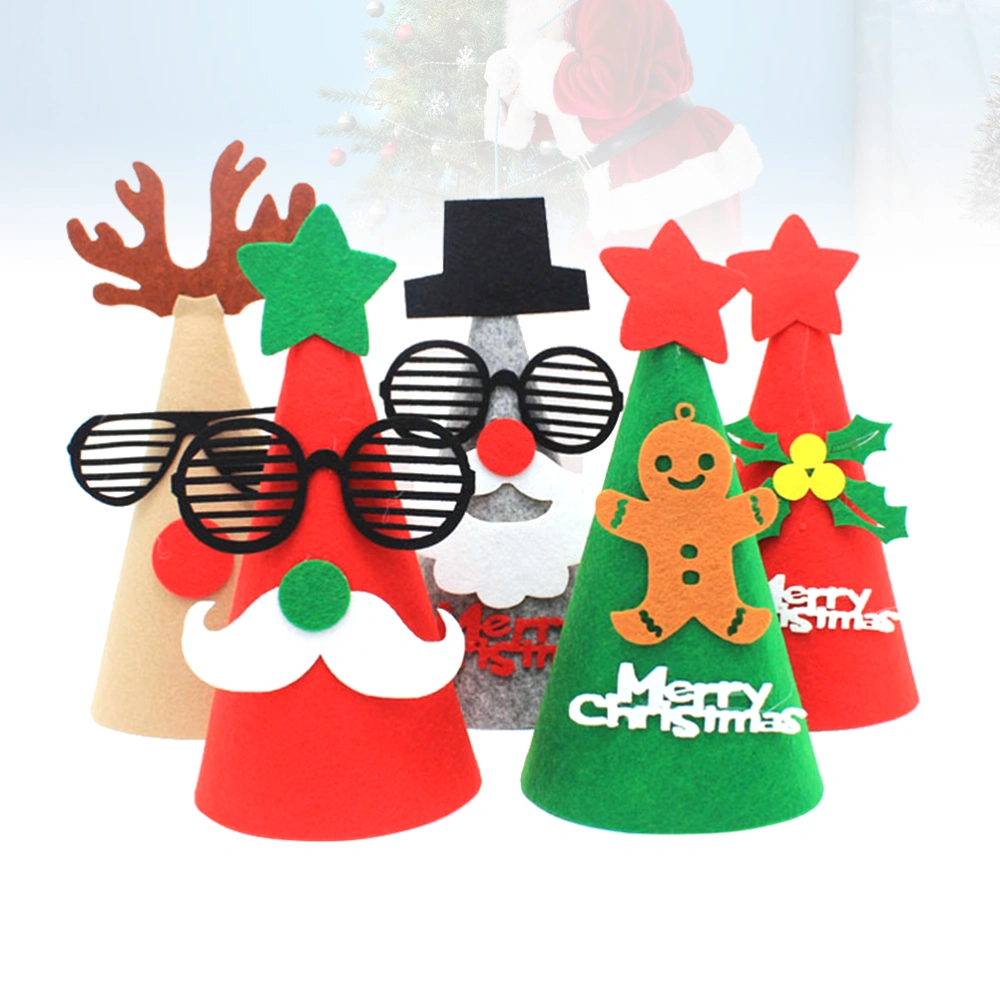 5pcs Christmas Hats Creative DIY Decorative Pointed for Children Kids (Random Style)