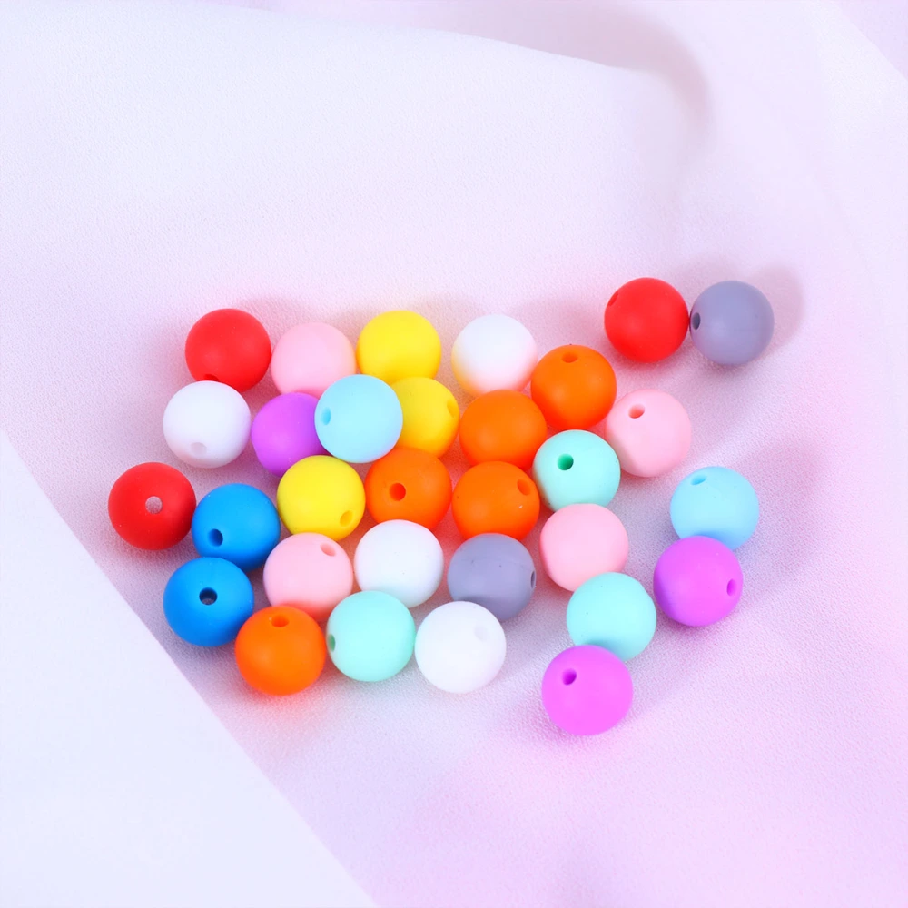 100pcs 19mm Silicone Beads Chew Beads DIY Necklace Pacifier Chain Beads for Baby Infant (Mixed Color)