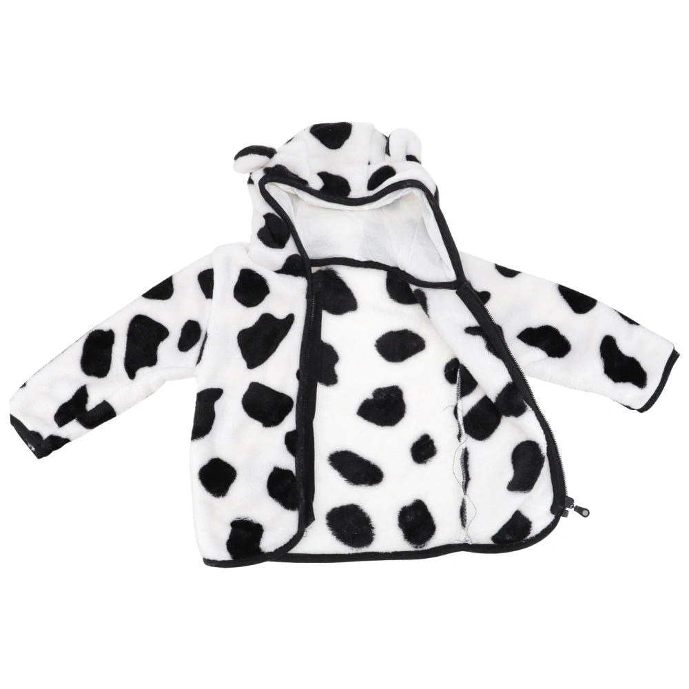 Fashionable Cow Pattern Children Coat Warm Coral Fleece Coat Kids Outerwear