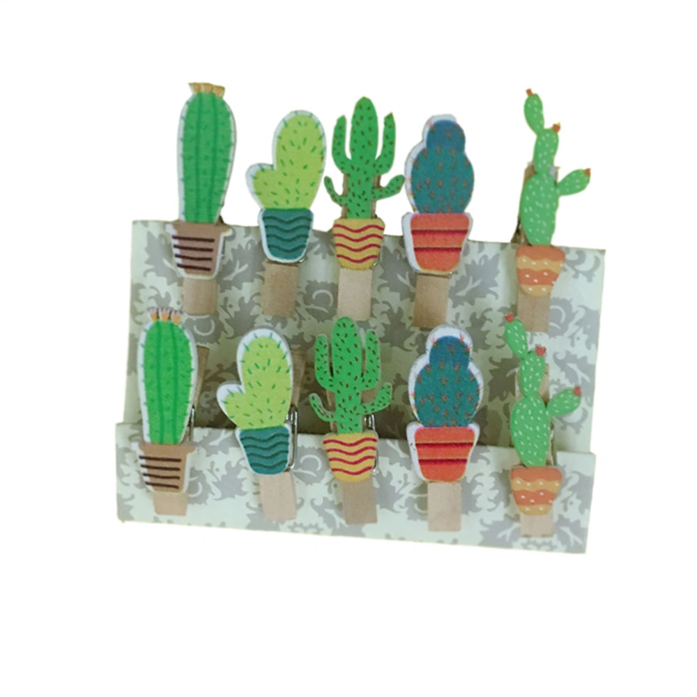 10pcs Large Cactus Clothespin Wooden Clips Photo Craft Clips for Hanging Photos Painting Artwork