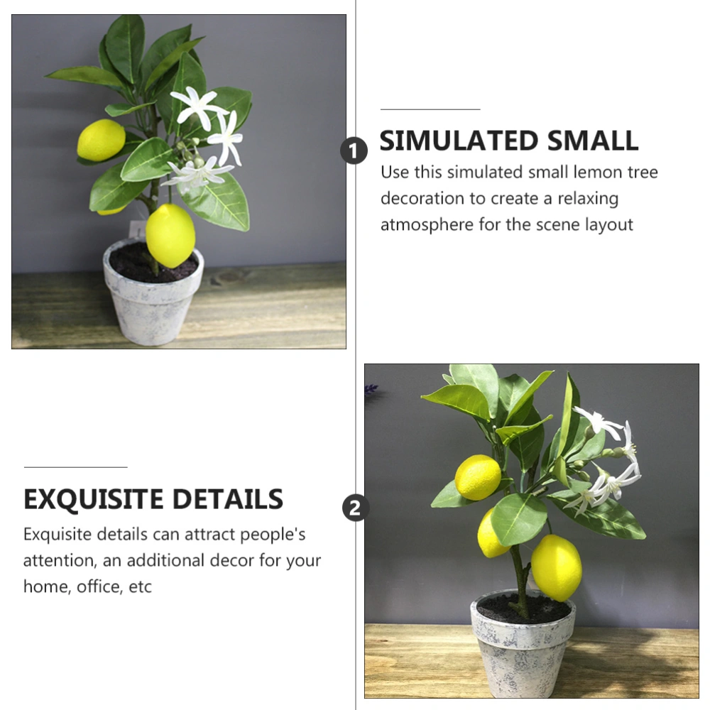 Artificial Lemon Tree Plant Potted Bonsai Small Fake Yellow Lemons Fruits Decor