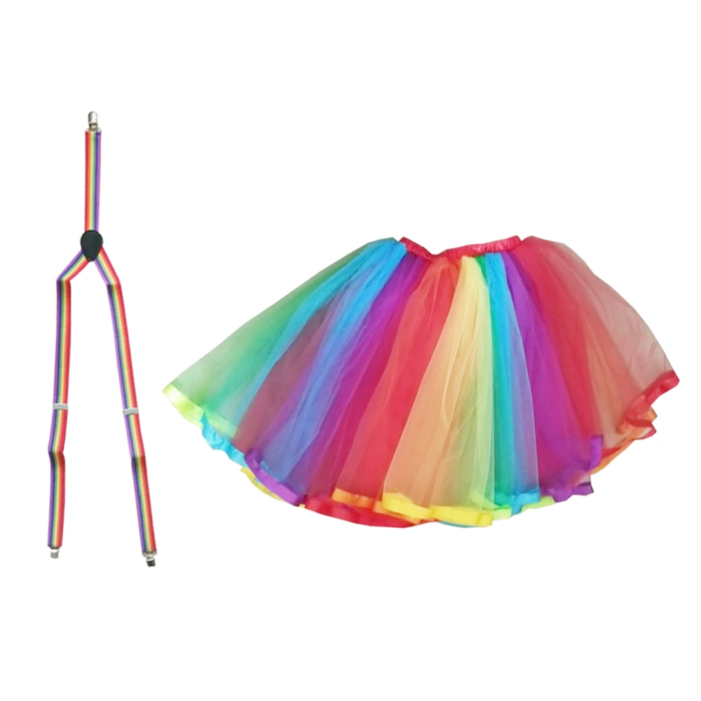 Children Adults 5 Layers Rainbow Tutu Skirt Party Skirt Party Dance Gauze Skirt