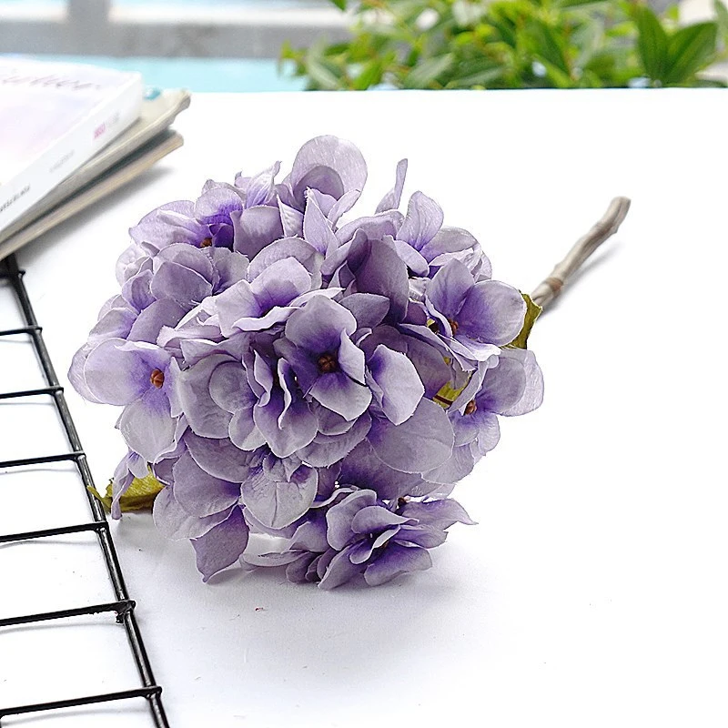 2Pcs Artificial Hydrangea Flower Real Touch Hydrangea Floral Arrangements Table Centerpiece Decoration