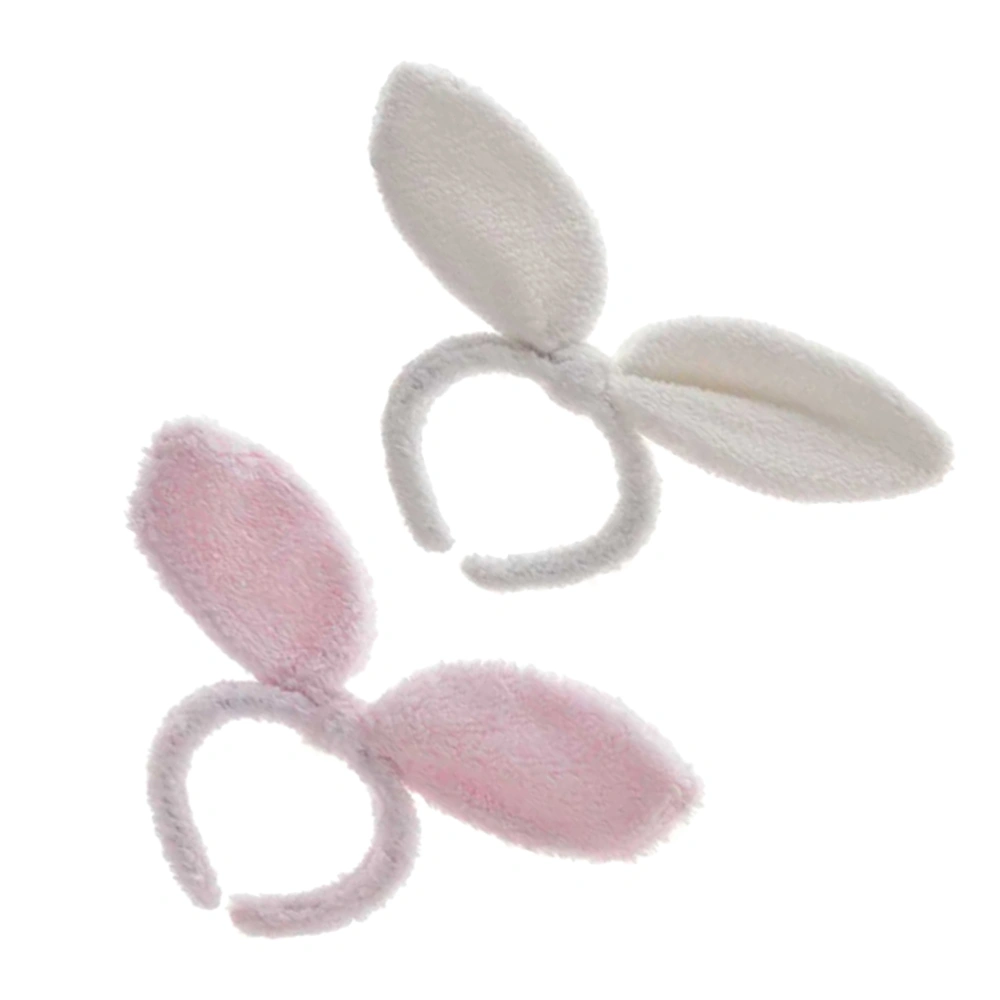 2pcs Headbands 3D Plush Bunny Rabbit Ear Hair Clasp Hair Party Hair Accessories (White and Pink)