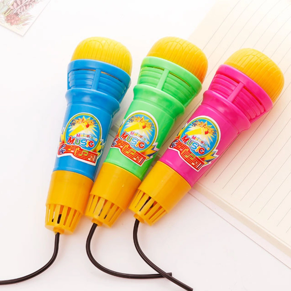 4PCS Echo Microphone Toy Simulated Microphone Model Toy Cartoon Style Microphone Toy Fake Cosplay Host Props Eco-friendly Mini Microphone Toy for Kids Child Playing Random Color Size S