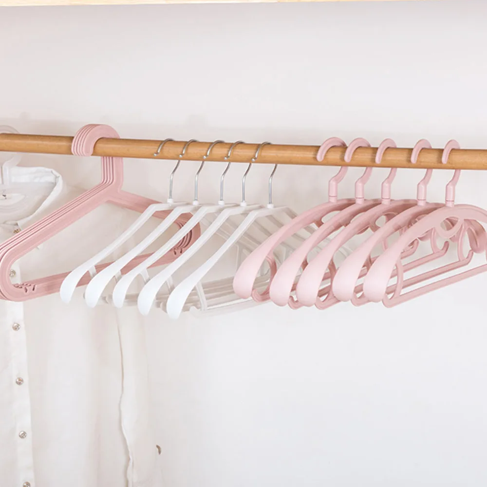 10pcs Thick Wide Traceless Coat Hanger Solid Plastic Non-slip Garment Hanging