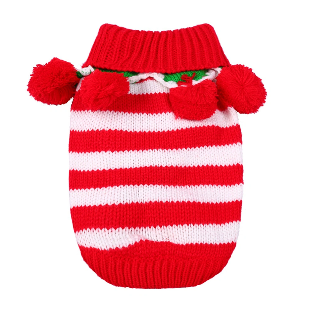 Fashion Dog Puppy Dress Skirt Pet Winter Clothes Vest Sweater Striped Jumpsuits For Christmas Party Size XS (Red and White)