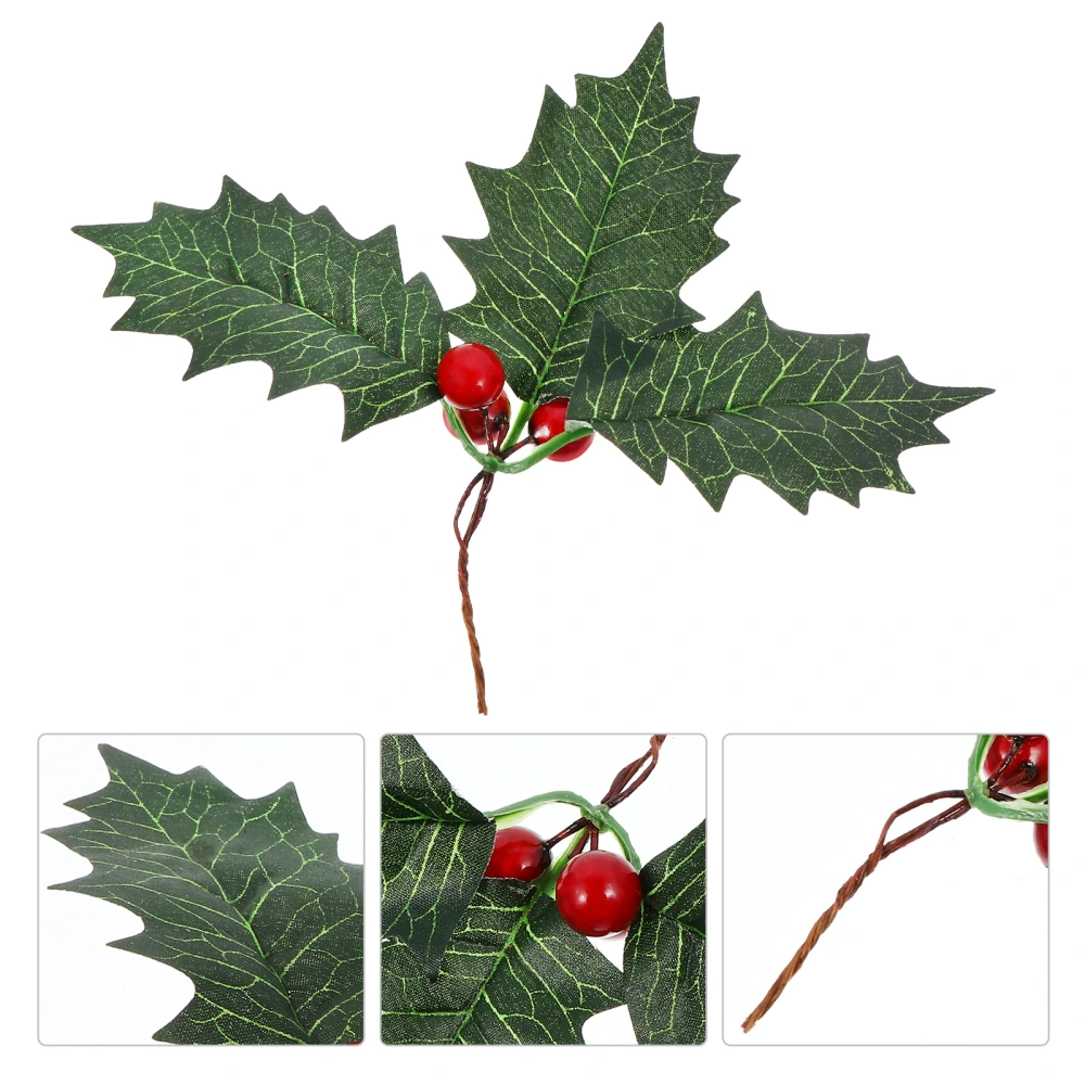 6pcs Christmas Decor Desktop Decoration Showcase Ornament Simulation Leaf Decor