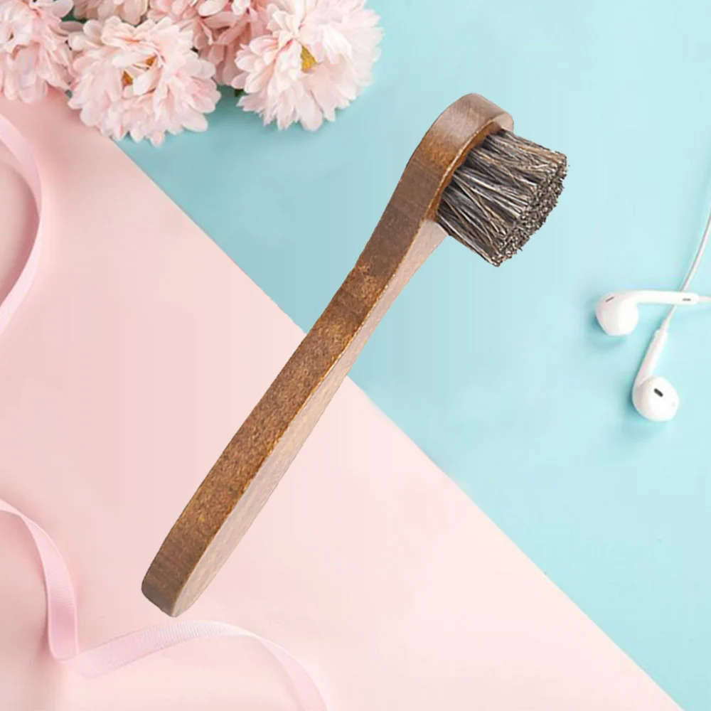 Portable Home Use Long Handle Maple Wood Brush Horse Hair Shoes Cleaning Brush Polishing Brush Shoe Care Tool