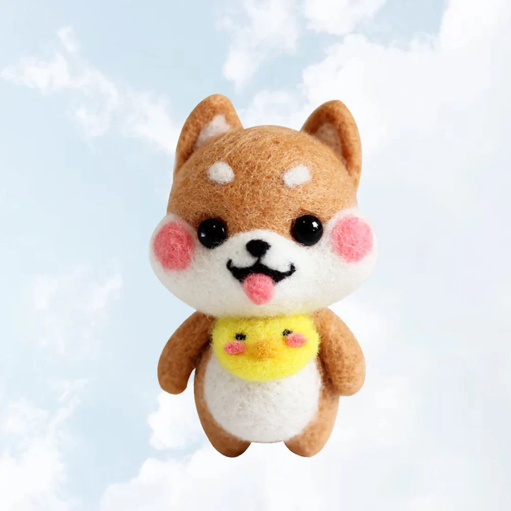 Fun Plush Doll DIY Needle Felting Kit Punch Needle Plush Material Accessories Cartoon Dog DIY Art Carft for Home Kids Adults Gift (Baby Akita)