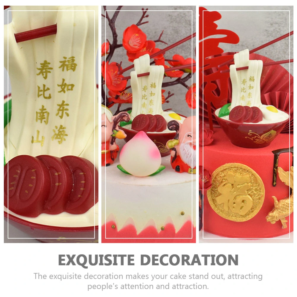 3Pcs Longevity Noodles Model Decor Longevity Noodles Cake Decor Birthday Cake Adornment