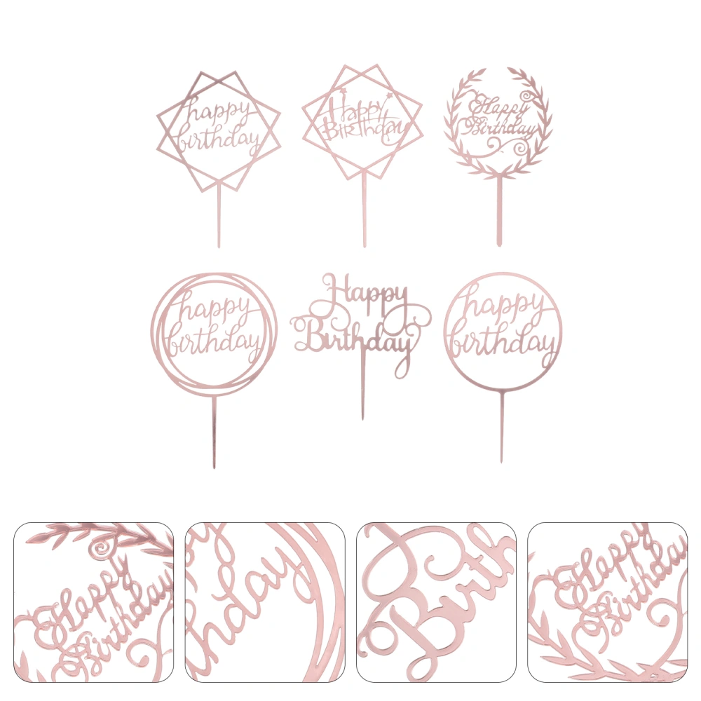 6pcs Birthday Cake Toppers Party Cake Decorations Cake Ornament Party Supplies