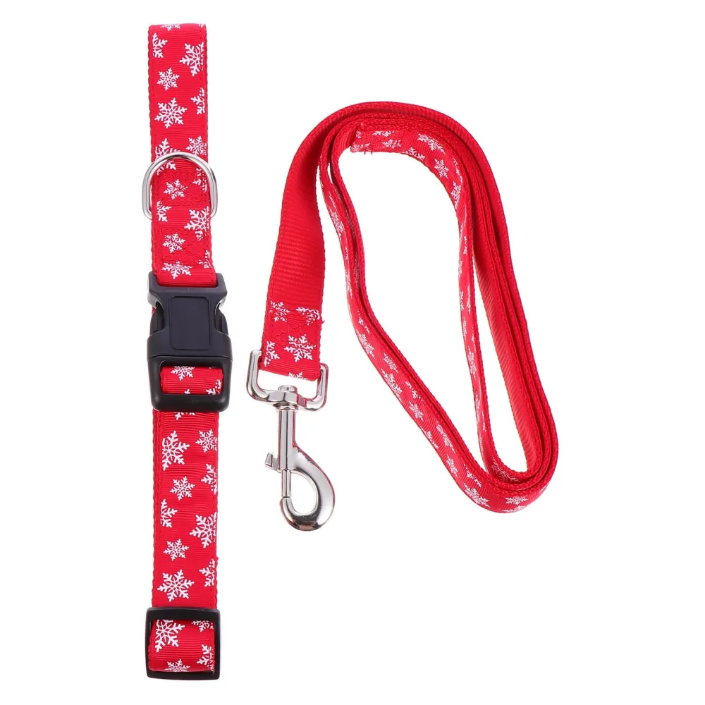 1 Set Christmas Theme Pet Leash Collar Set Dog Lovely Collars and Leads Set