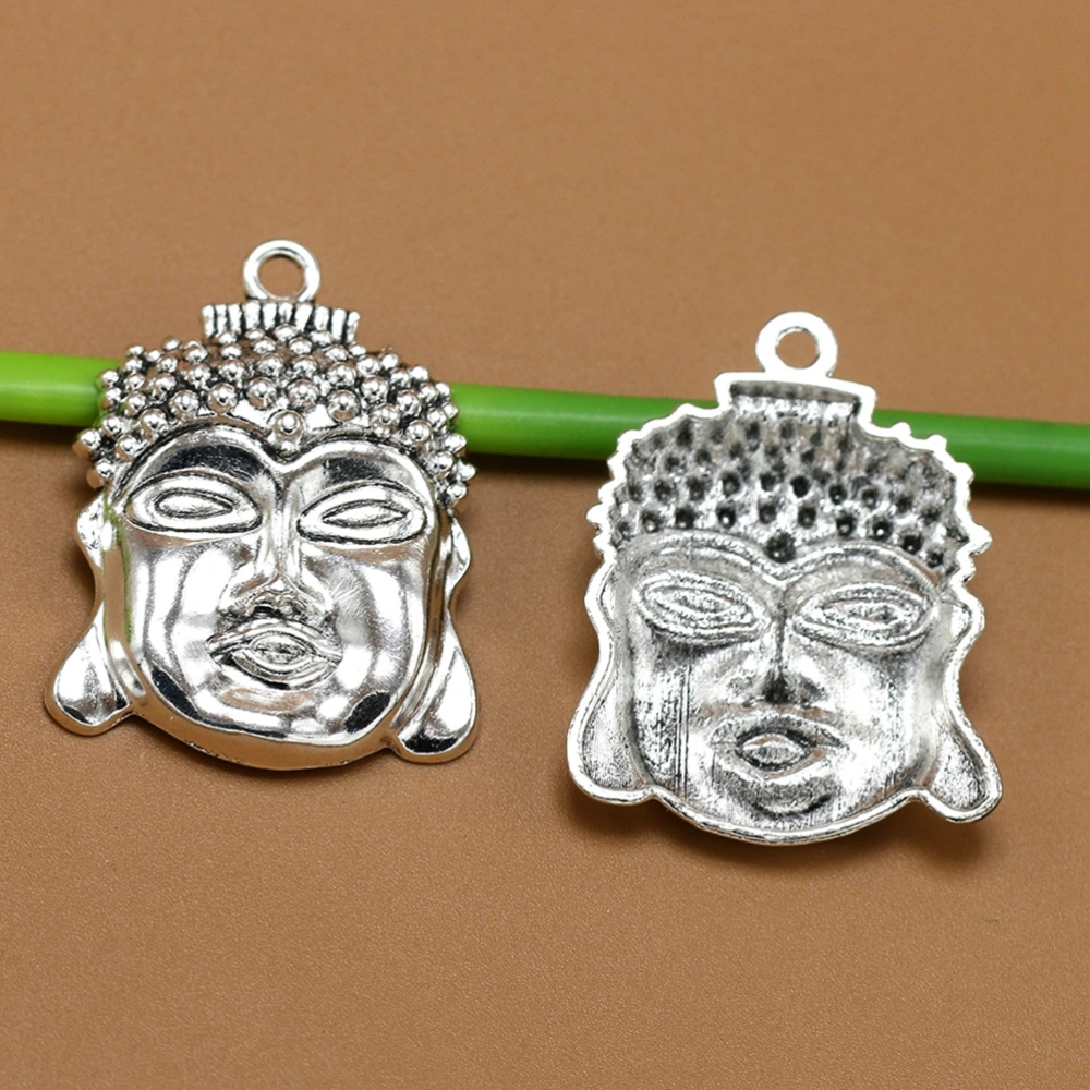 20pcs Alloy Buddha's Head Pendant Charms DIY Jewelry Making Accessories for Necklace Bracelet (Antique Silver)