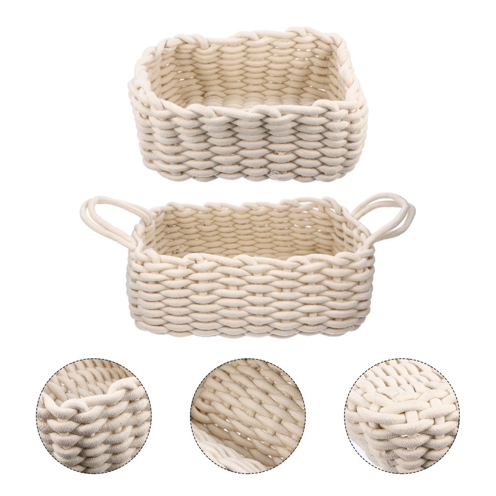 2Pcs Cotton Thread Basket Decorative Home Storage Bin Basket Organizer Decor